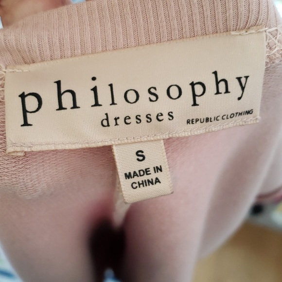 PHILOSOPHY Dusty Rose Sweatshirt Dress, Size Small - Picture 7 of 8